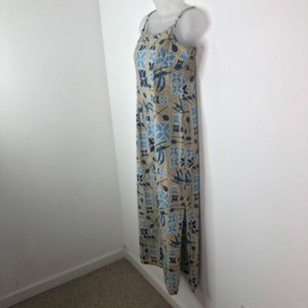 Hilo Hattie Blue and Tan Floral Print Maxi Dress - Picture 4 of 14